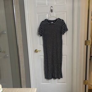 Old Navy Black and White Striped Midi Dress
